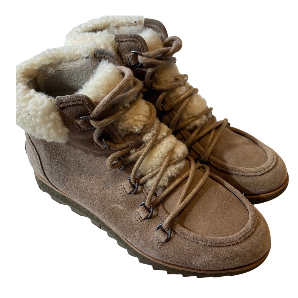 Sorel Womens‎ Harlow Lace Cozy Ankle Winter Boots Shearling Trim Cozy Size 7